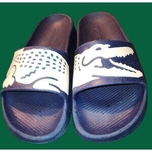 Lacoste Graphic Navy & White Slide Sandals Size 6.5y 7.5 Womens Logo